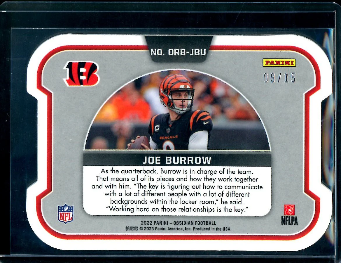 2022 Panini Obsidian Joe Burrow Orbital /15 Bengals - Image 2