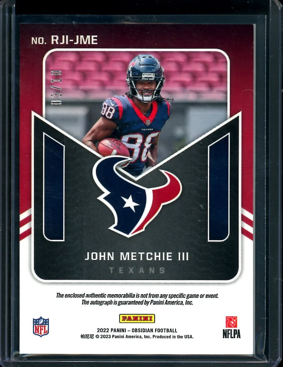 2022 Panini Obsidian John Metchie III Rookie RPA Red /10 Texans - Image 2