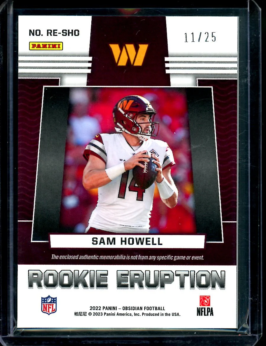 2022 Panini Obsidian Sam Howell Rookie Eruption Patch /25 Commanders - Image 2