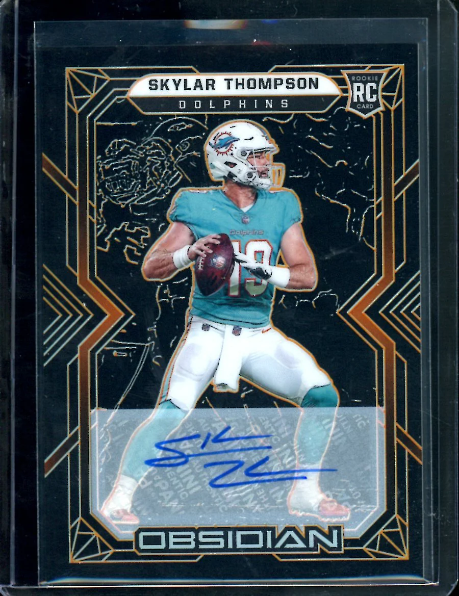 2022 Panini Obsidian Skylar Thompson Rookie Auto Orange Etch /99 Dolphins