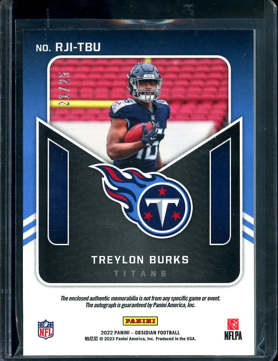 2022 Panini Obsidian Treylon Burks Rookie RPA /25 Titans - Image 2