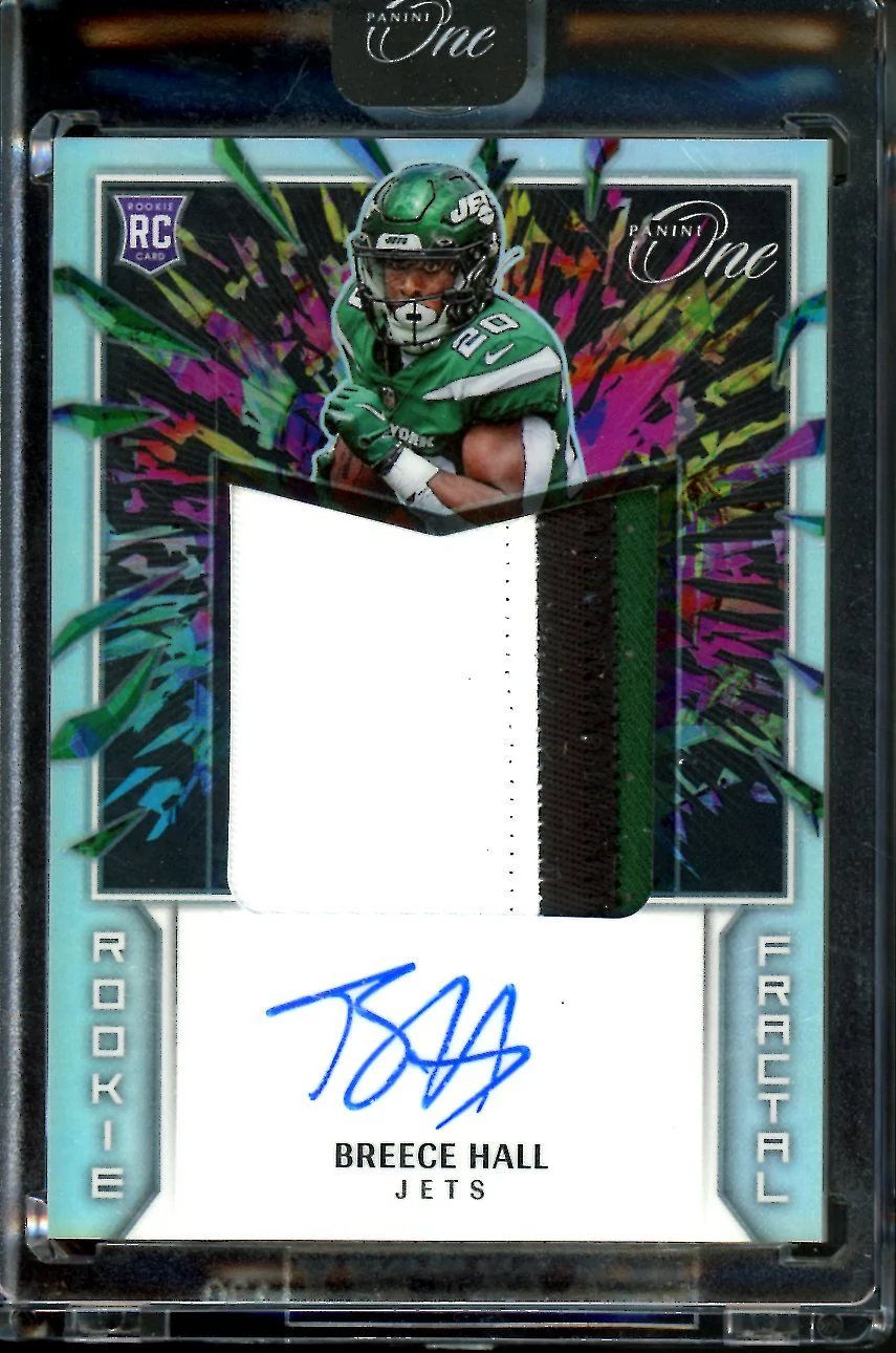 2022 Panini One Breece Hall Rookie Fractal RPA /50 Jets
