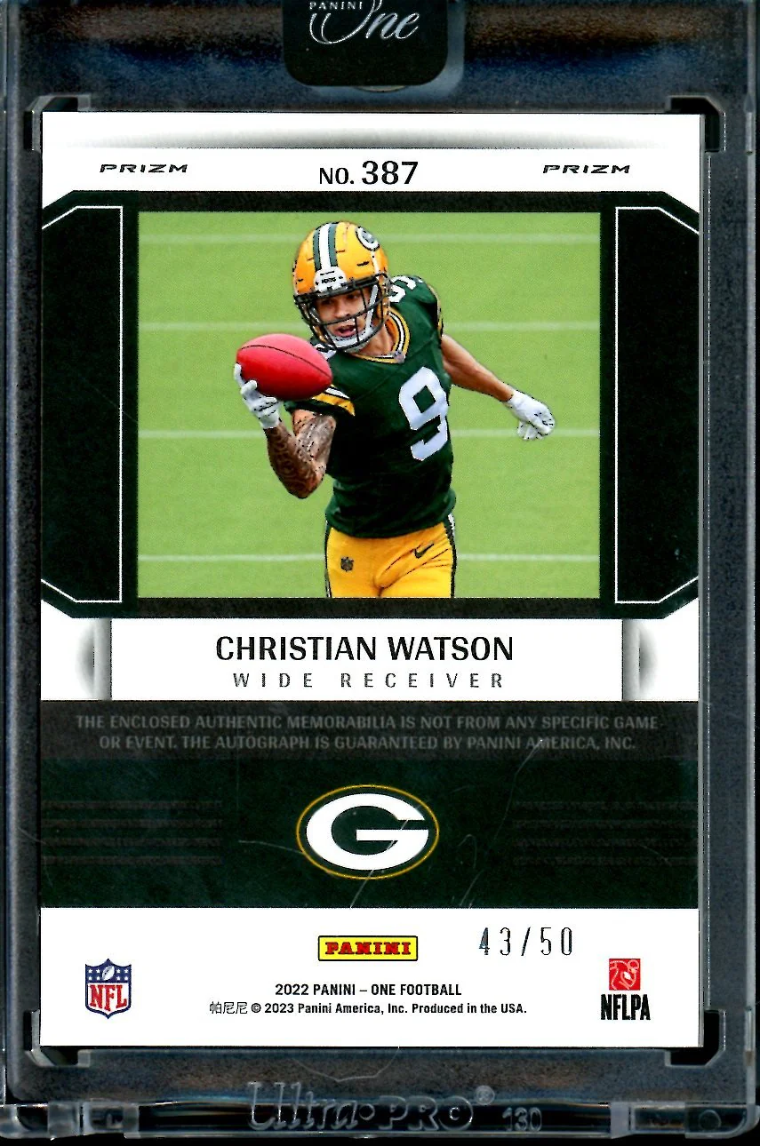 2022 Panini One Christian Watson Rookie Fractal RPA /50 Packers - Image 2