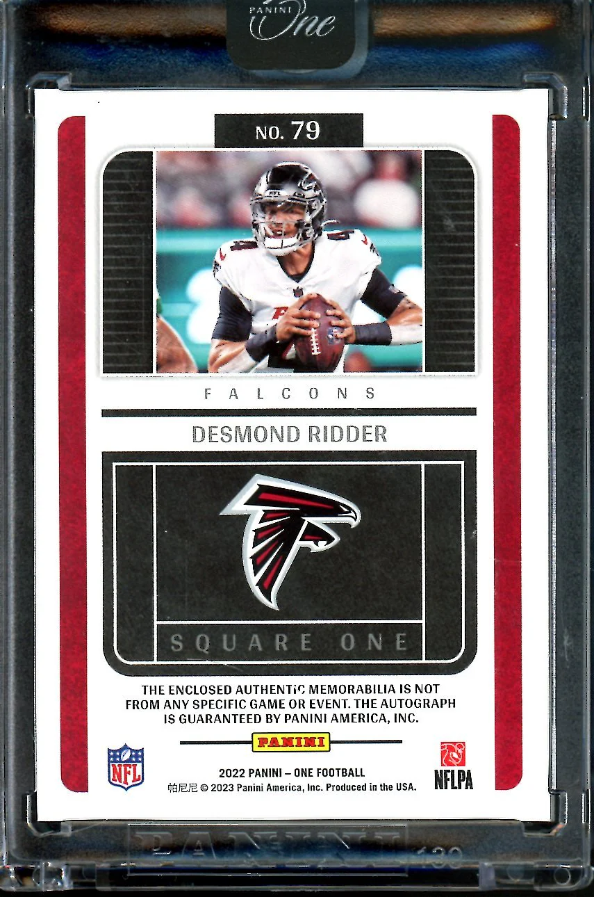 2022 Panini One Desmond Ridder Rookie RPA Square One /99 Falcons - Image 2