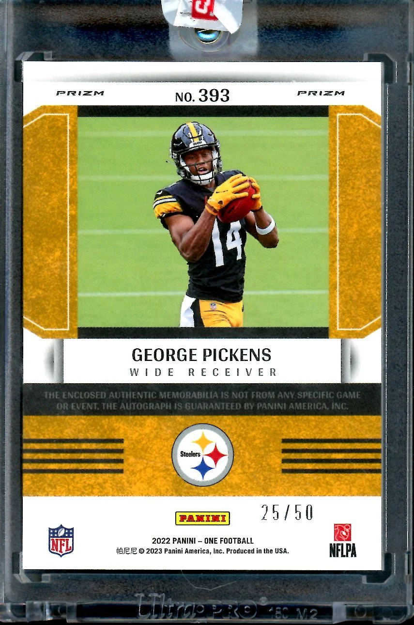 2022 Panini One George Pickens Rookie Fractal RPA /50 Steelers - Image 2
