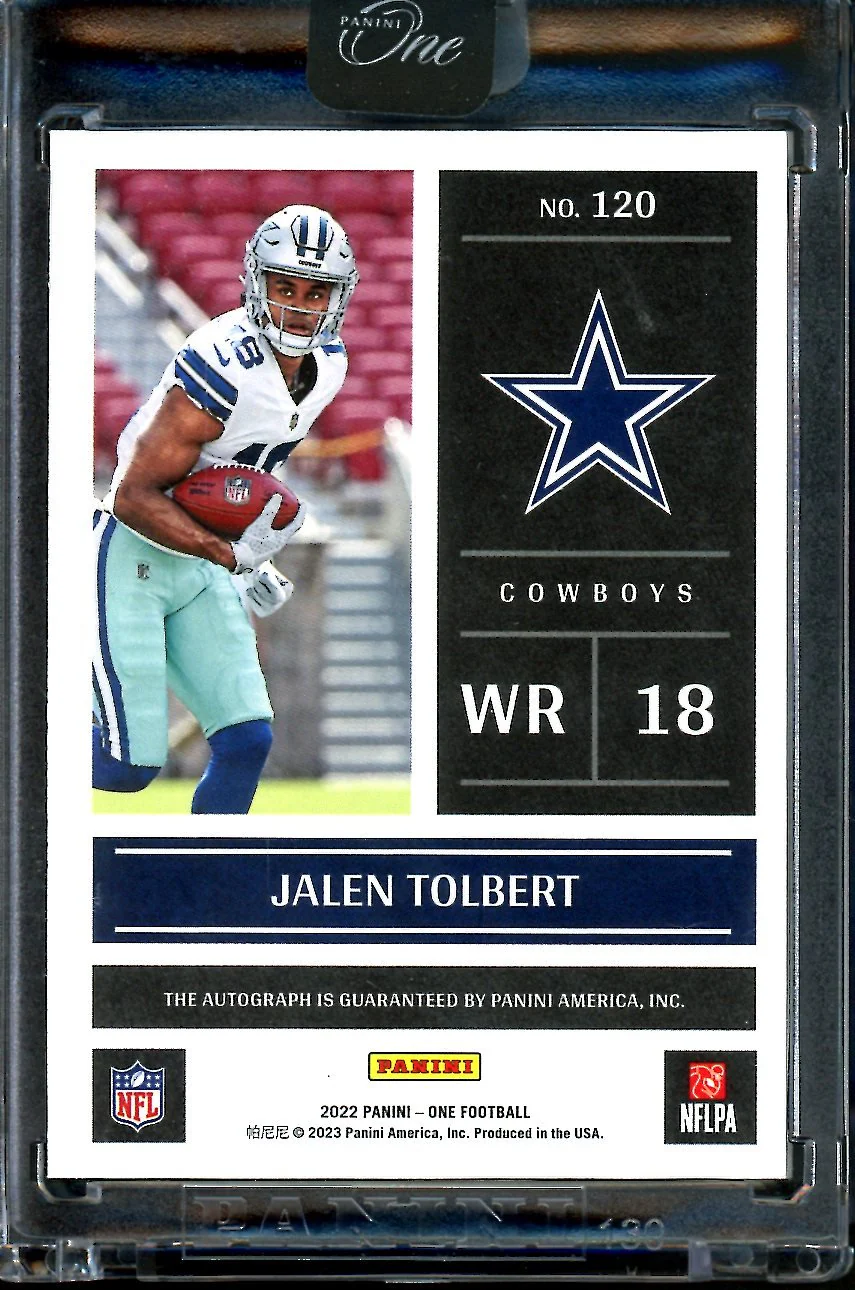 2022 Panini One Jalen Tolbert Rookie Day One Auto /75 Cowboys - Image 2