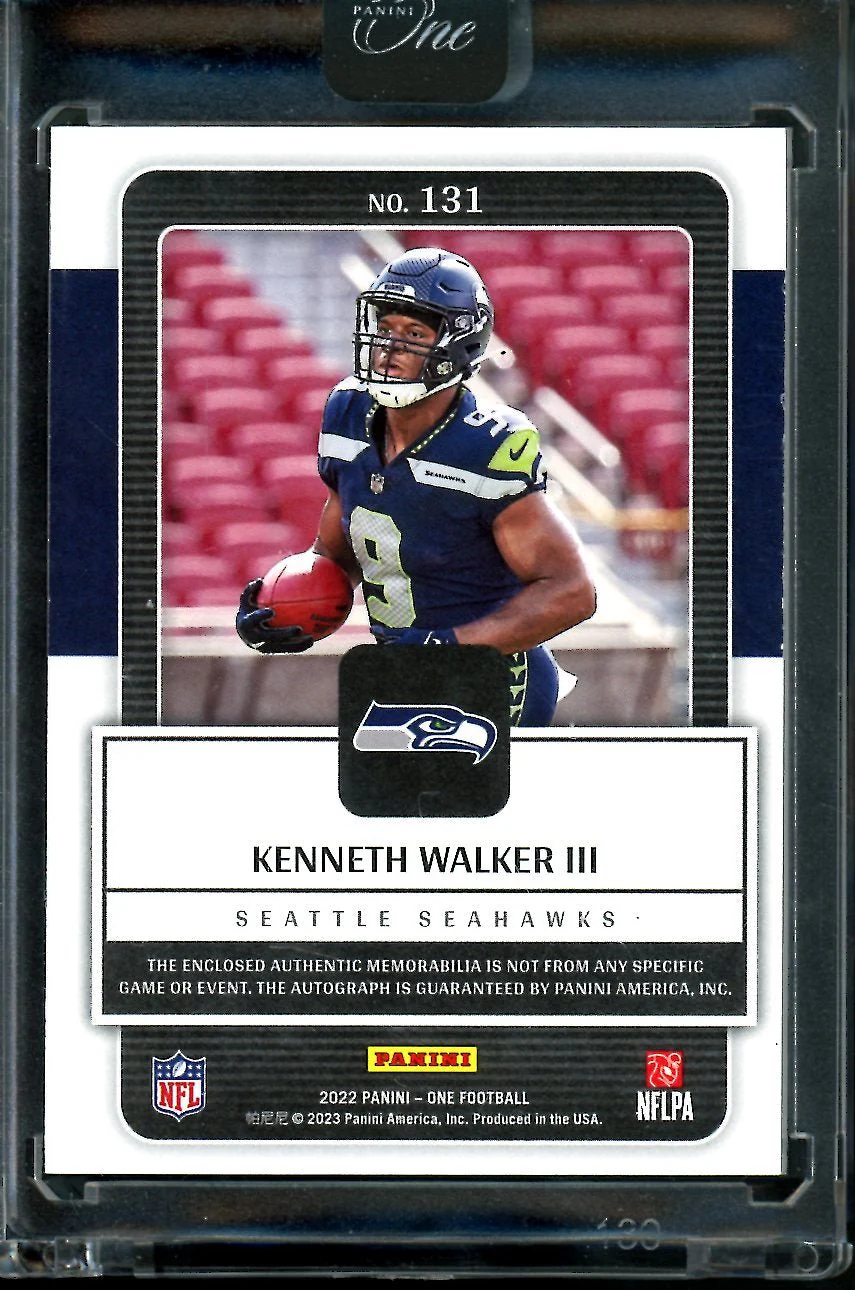 2022 Panini One Kenneth Walker III Rookie Patch Auto /25 Seahawks - Image 2
