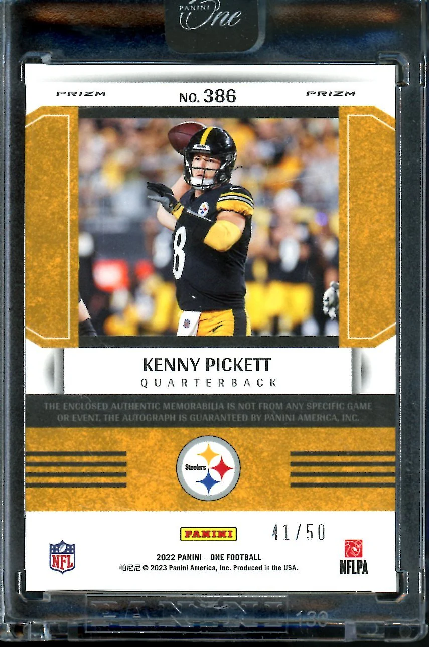 2022 Panini One Kenny Pickett Rookie Fractal RPA /50 Steelers - Image 2