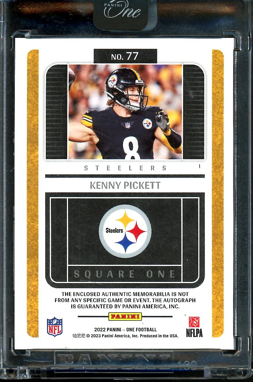 2022 Panini One Kenny Pickett Rookie Square One RPA /75 Steelers - Image 2