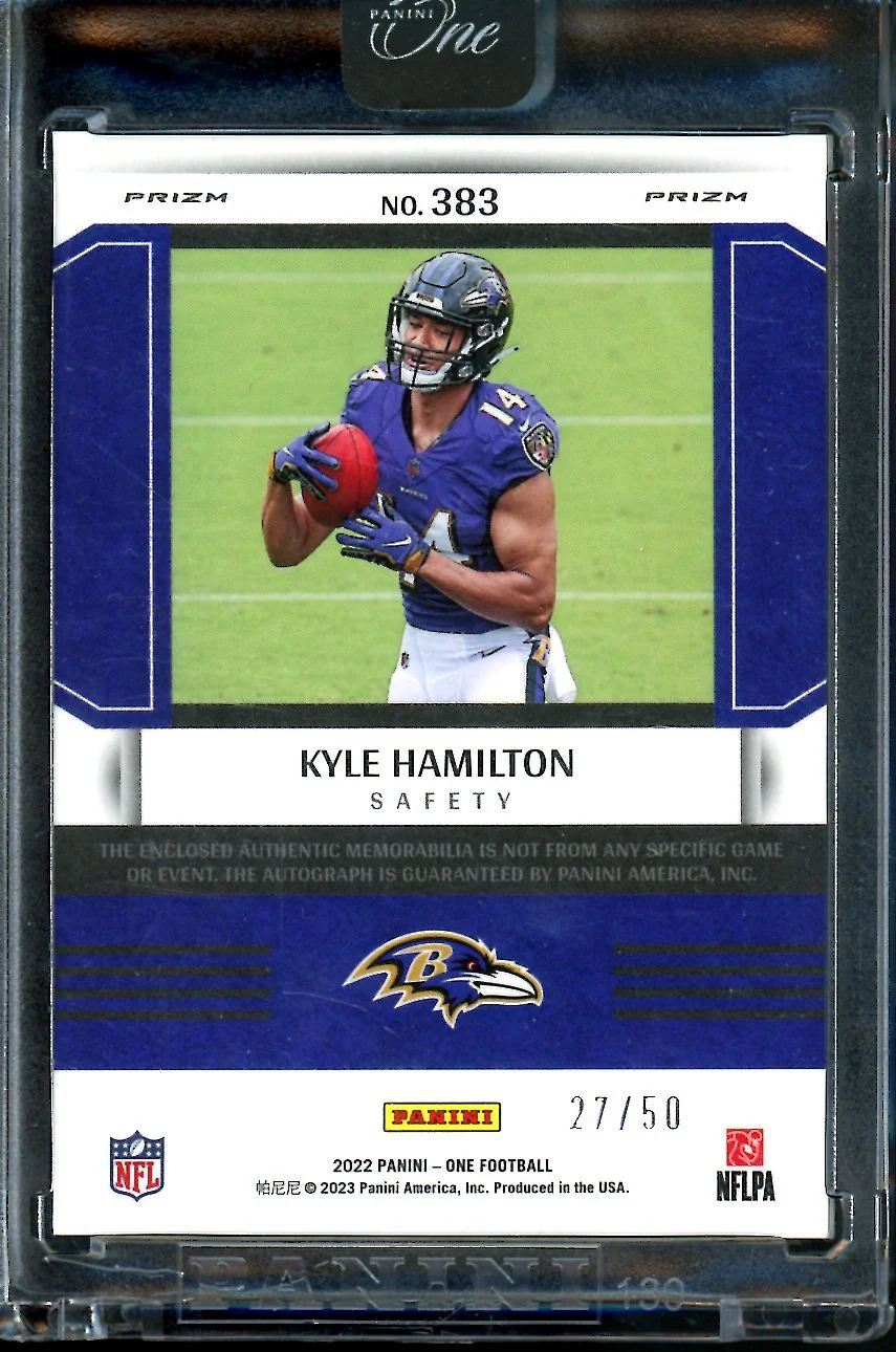 2022 Panini One Kyle Hamilton Rookie Fractal RPA /50 Ravens - Image 2