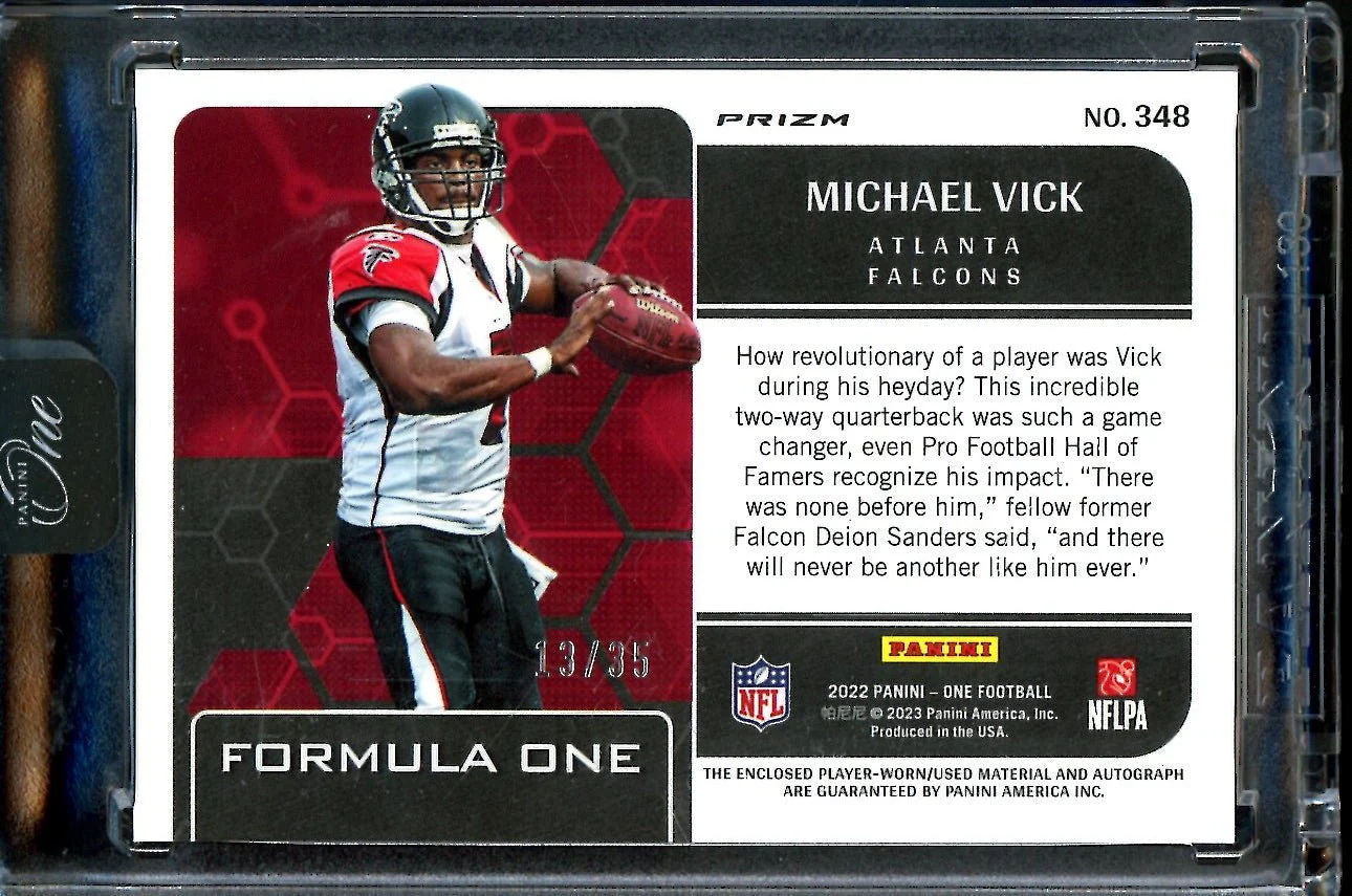 2022 Panini One Michael Vick Formula One Patch Auto /35 Falcons - Image 2