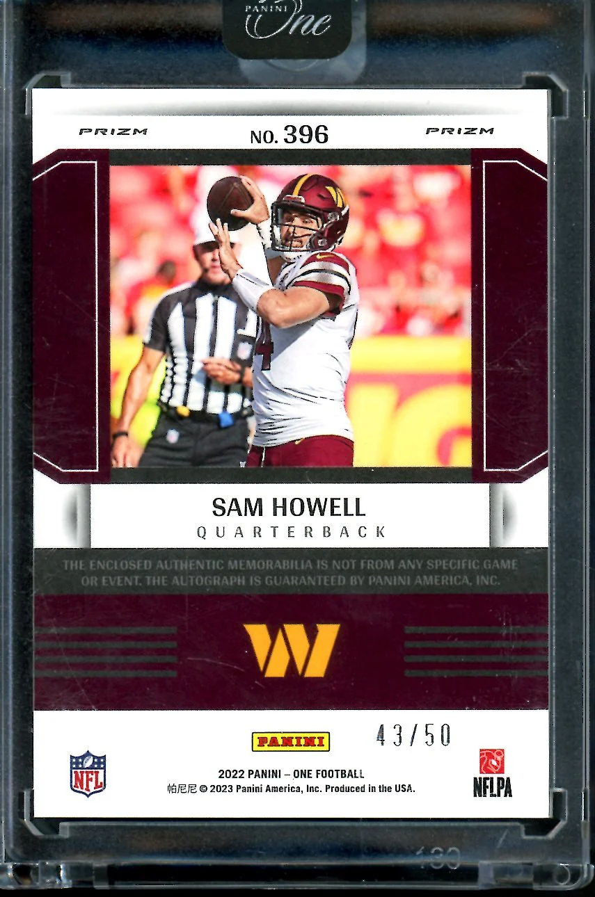 2022 Panini One Sam Howell Rookie Fractal RPA /50 Commanders - Image 2