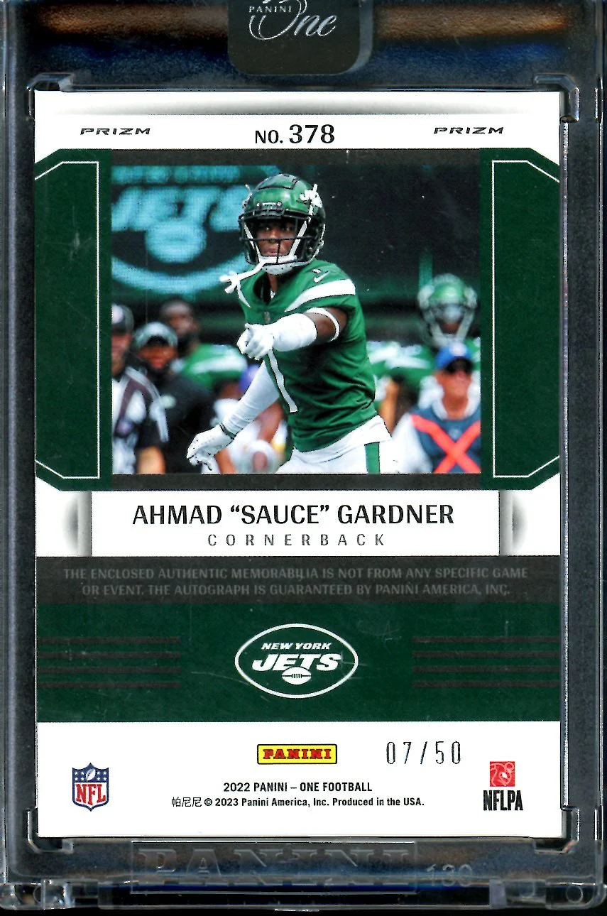 2022 Panini One Sauce Gardner Rookie Fractal RPA /50 Jets - Image 2