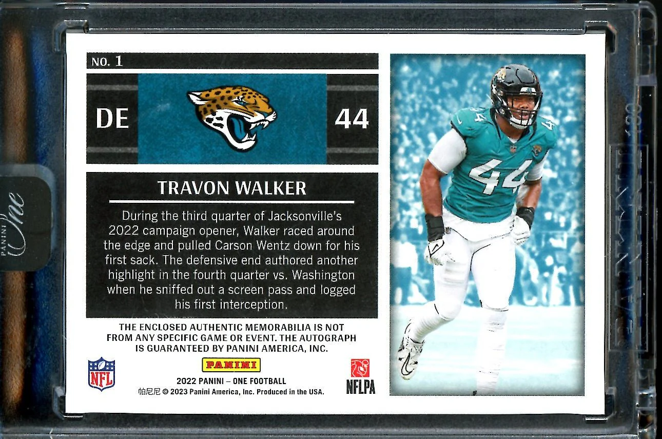 2022 Panini One Travon Walker Rookie RPA Red /25 Jaguars - Image 2