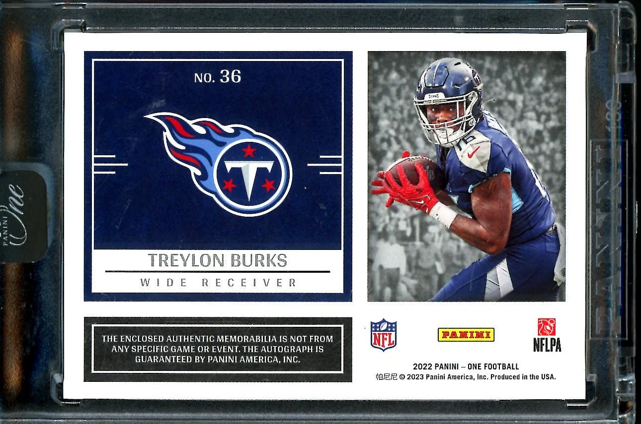 2022 Panini One Treylon Burks Rookie RPA /149 Titans - Image 2
