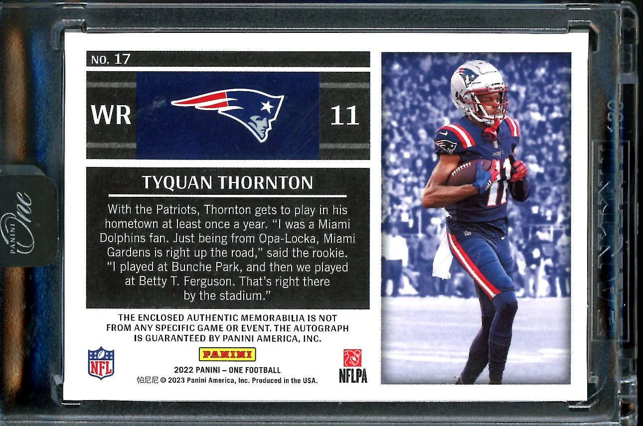 2022 Panini One Tyquan Thornton Rookie RPA /199 Patriots - Image 2