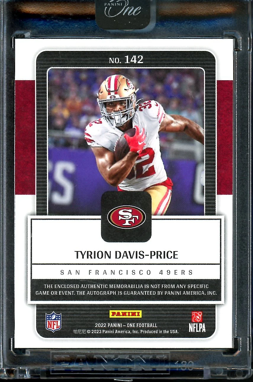 2022 Panini One Tyrion Davis-Price Rookie RPA /49 49ers - Image 2