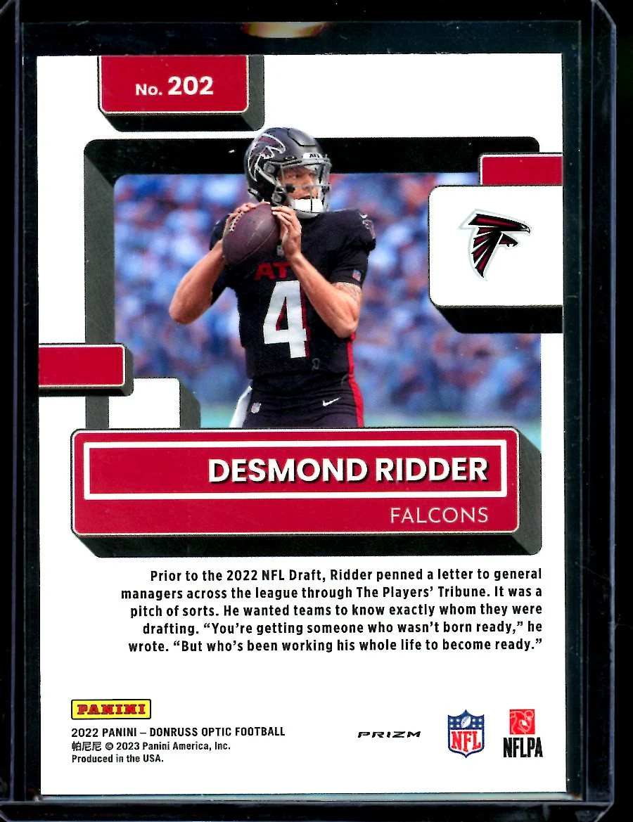 2022 Panini Optic Desmond Ridder Rookie Flames SSP Falcons - Image 2