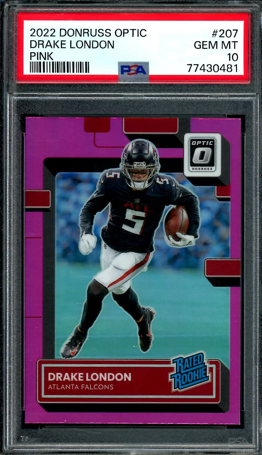 2022 Panini Optic Drake London Rookie Pink PSA 10 Falcons