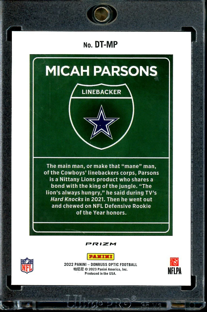 2022 Panini Optic Micah Parsons Downtown SSP Cowboys - Image 2