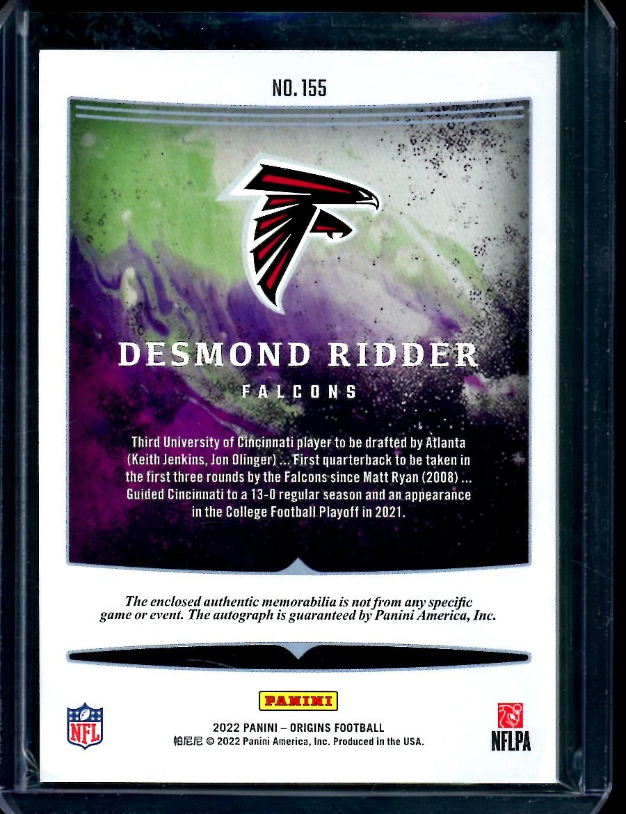 2022 Panini Origins Desmond Ridder Rookie RPA Falcons - Image 2