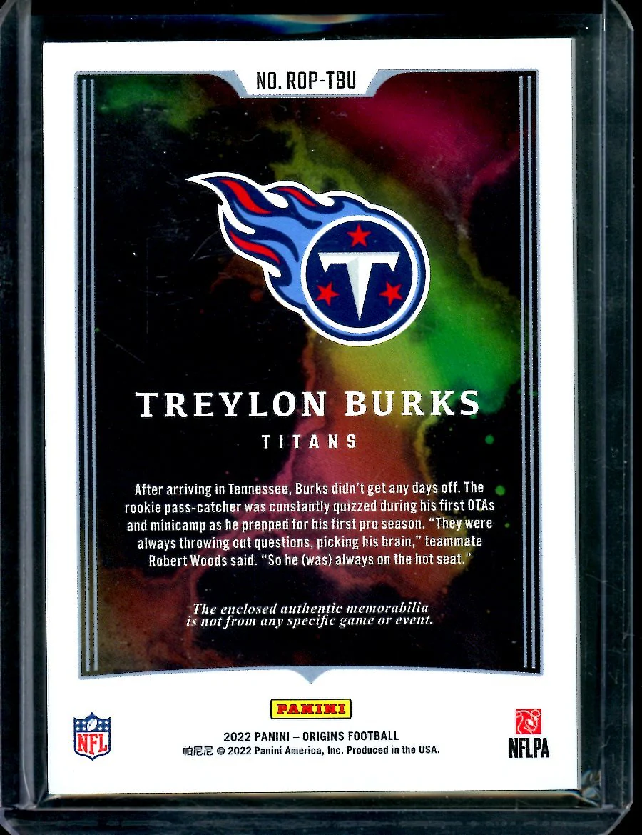 2022 Panini Origins Treylon Burks Rookie Patch /25 Titans - Image 2