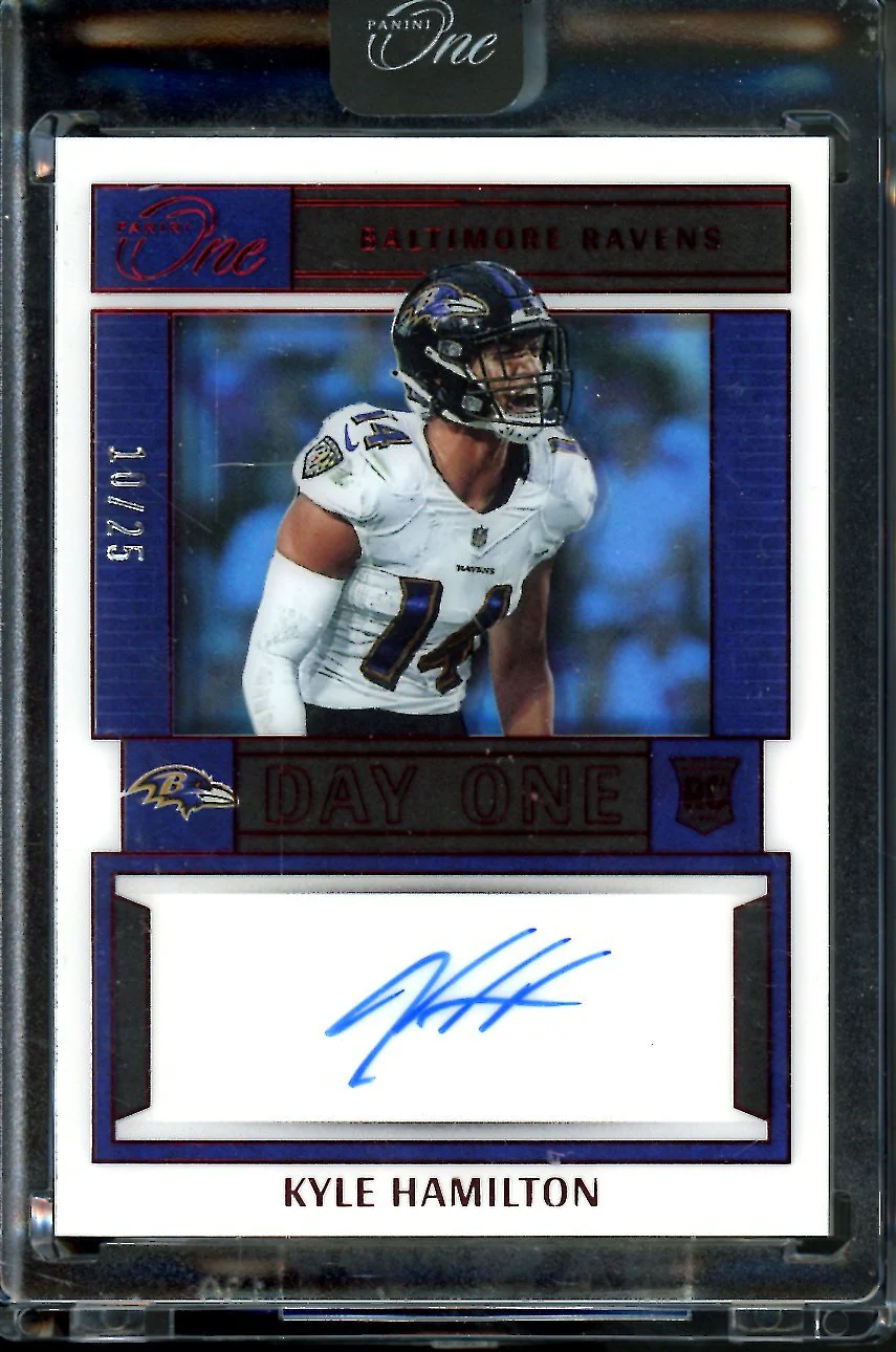 2022 Panini Panini One Kyle Hamilton Rookie Day One Auto /25 Ravens