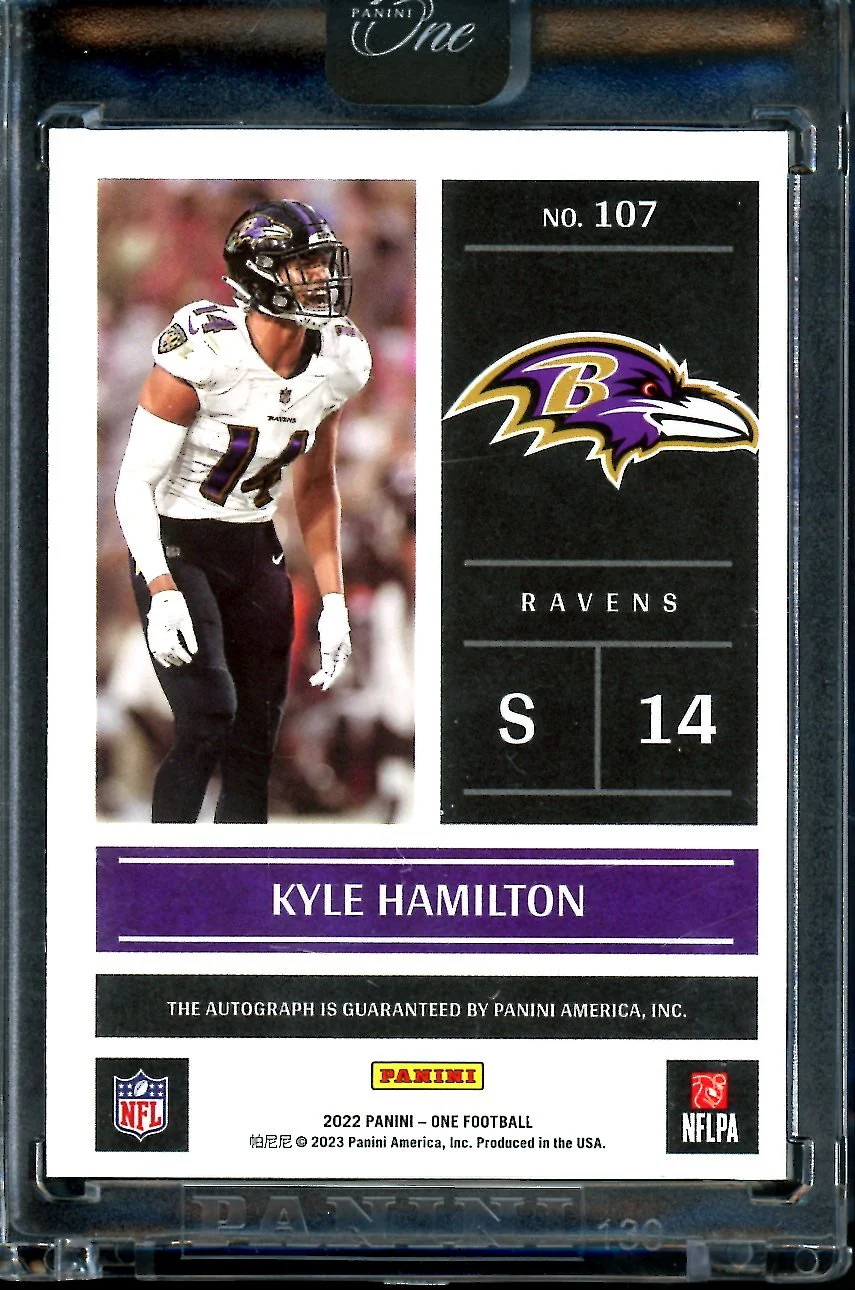 2022 Panini Panini One Kyle Hamilton Rookie Day One Auto /25 Ravens - Image 2