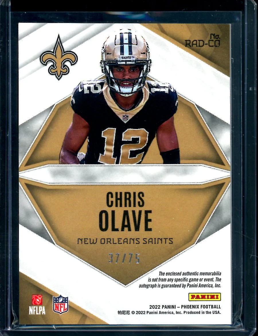2022 Panini Phoenix Chris Olave Rookie RPA /75 Saints - Image 2