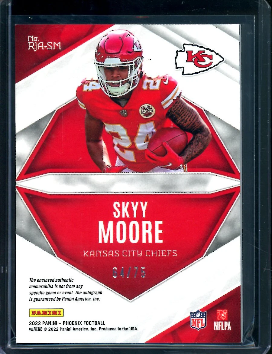 2022 Panini Phoenix Skyy Moore Rookie RPA Yellow /75 Chiefs - Image 2