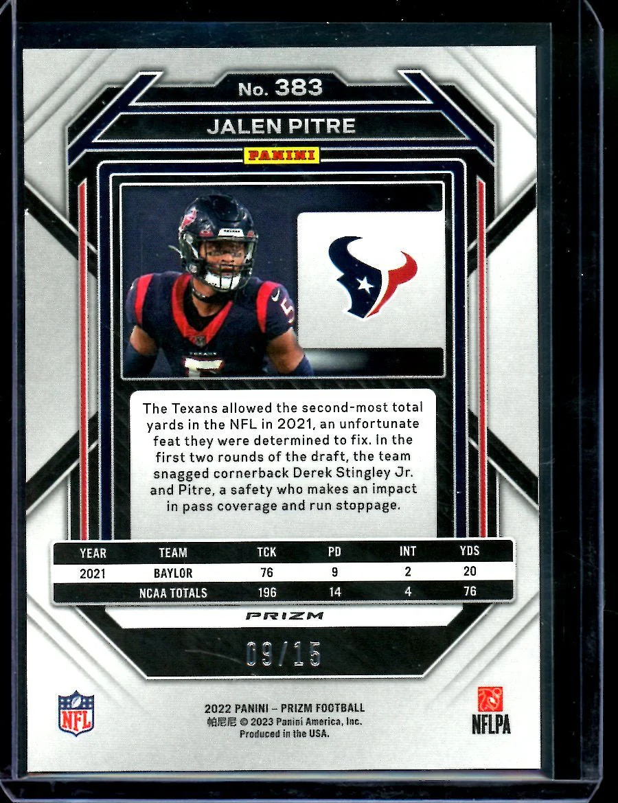 2022 Panini Prizm Jalen Pitre Rookie Pink Disco /15 Texans - Image 2