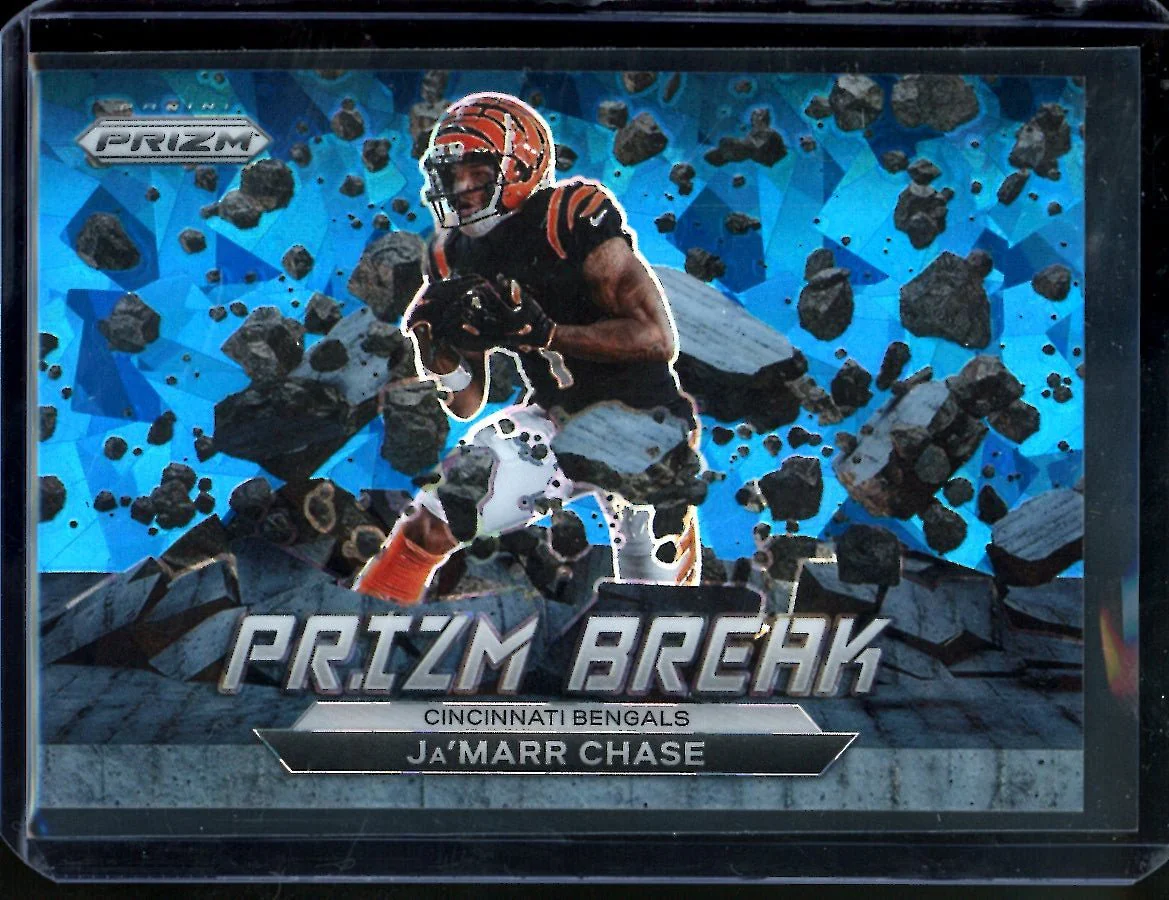 2022 Panini Prizm Ja'Marr Chase Prizm Break Blue Ice /99 Bengals