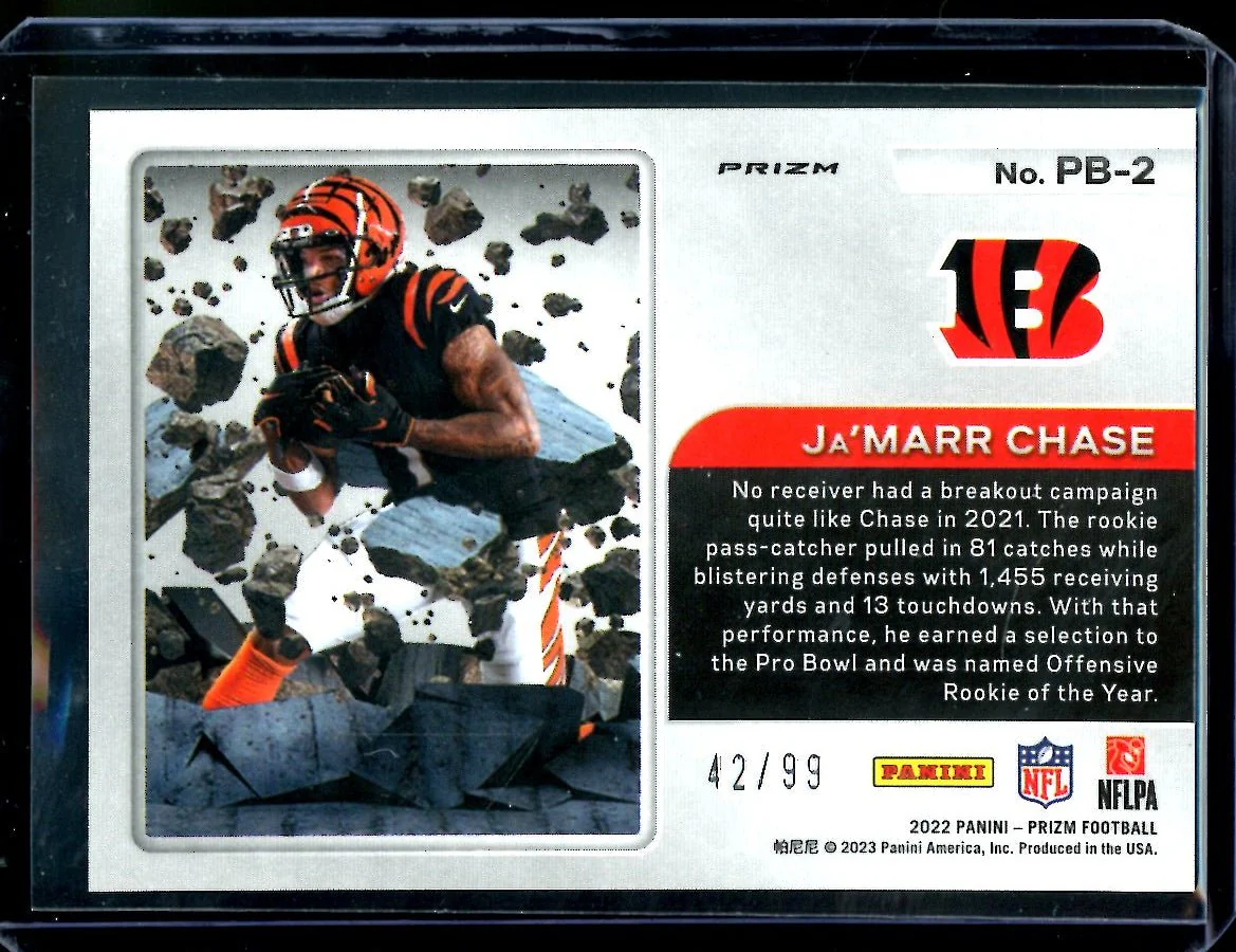 2022 Panini Prizm Ja'Marr Chase Prizm Break Blue Ice /99 Bengals - Image 2