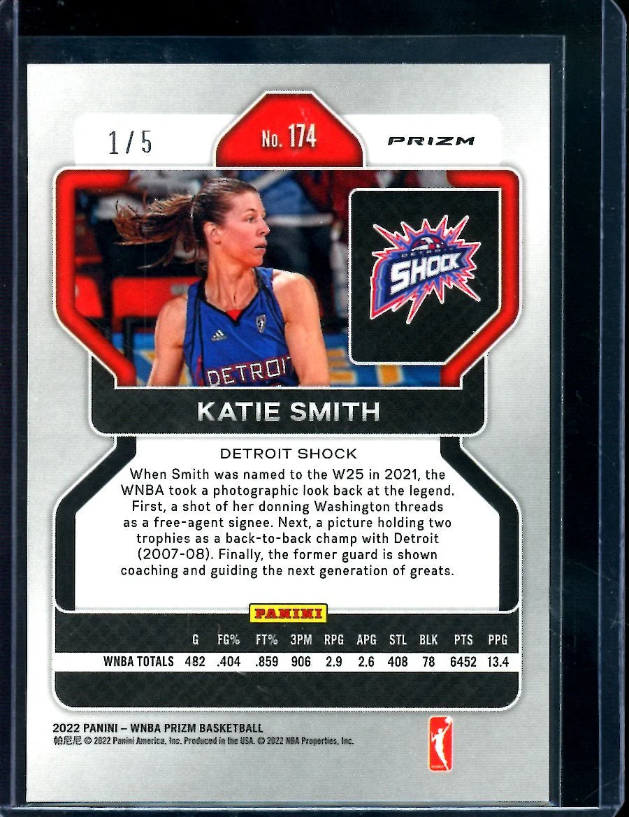 2022 Panini Prizm Katie Smith Black Gold WNBA /5 Shock - Image 2
