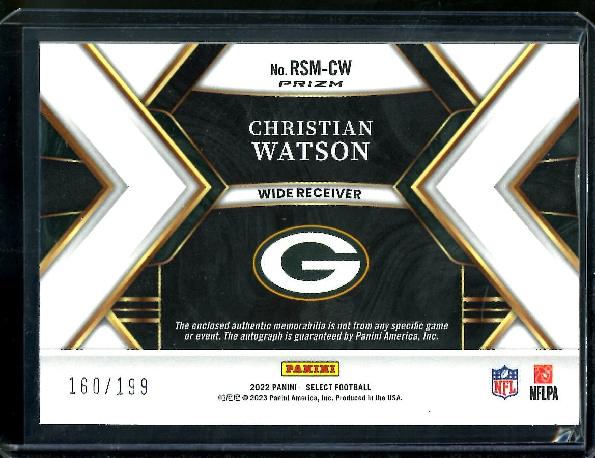 2022 Panini Select Christian Watson Rookie Auto RPA /199 Packers - Image 2