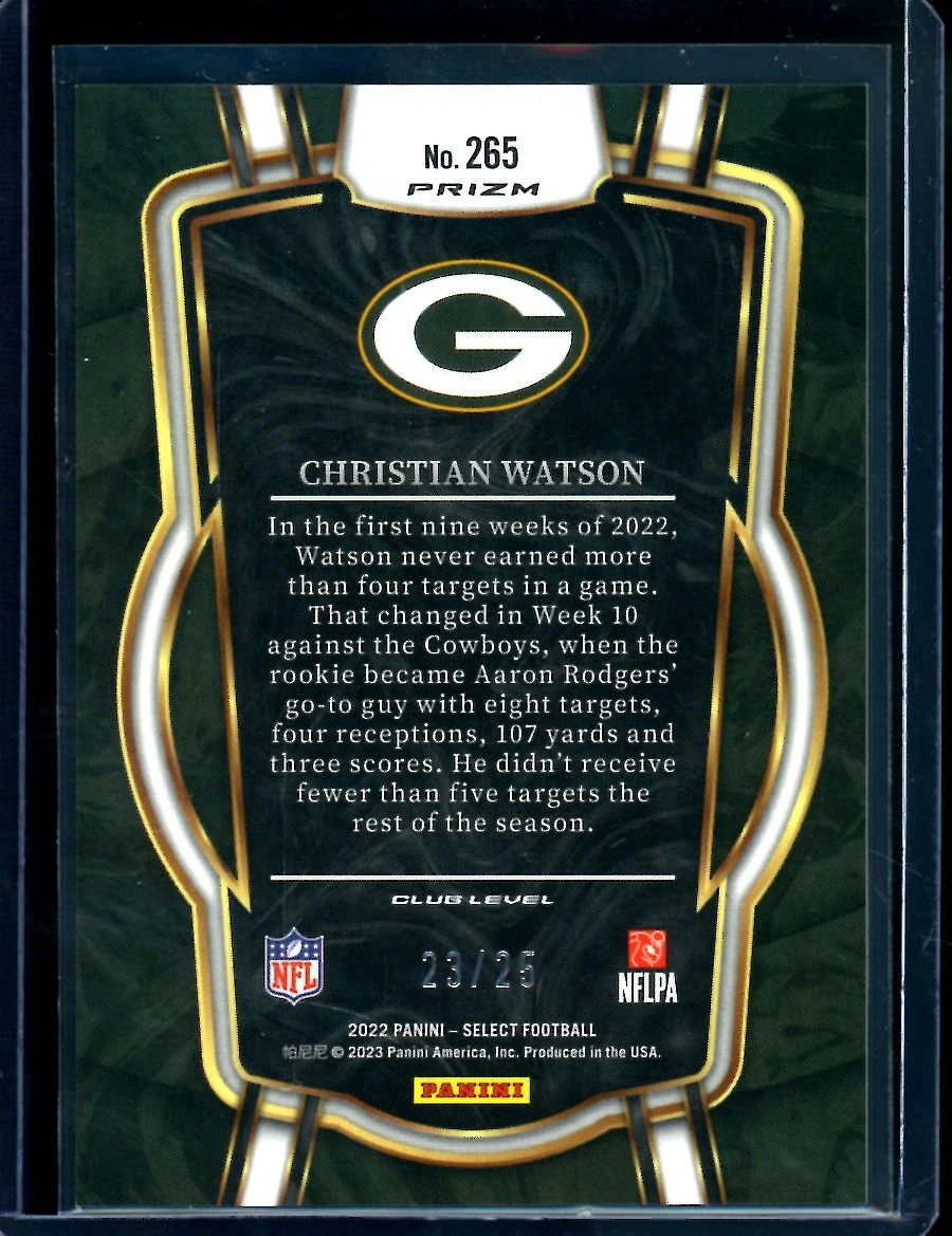 2022 Panini Select Christian Watson Rookie Tie-Dye /25 Packers - Image 2