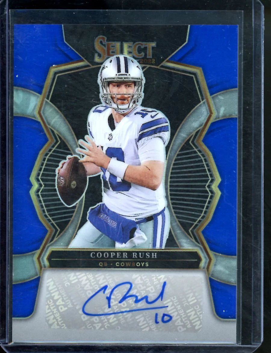 2022 Panini Select Cooper Rush Blue Auto /75 Cowboys