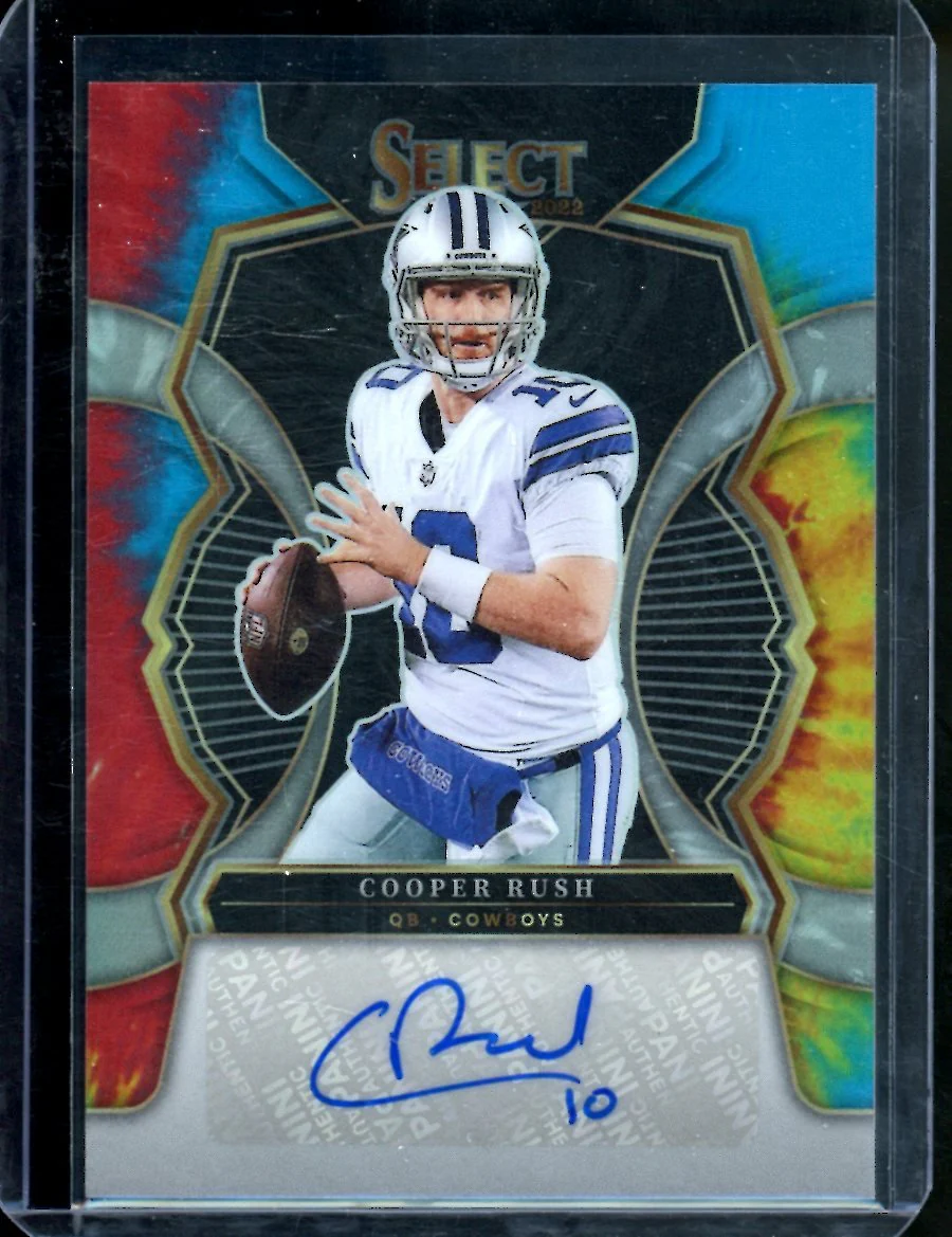 2022 Panini Select Cooper Rush Tye-Die Auto /25 Cowboys