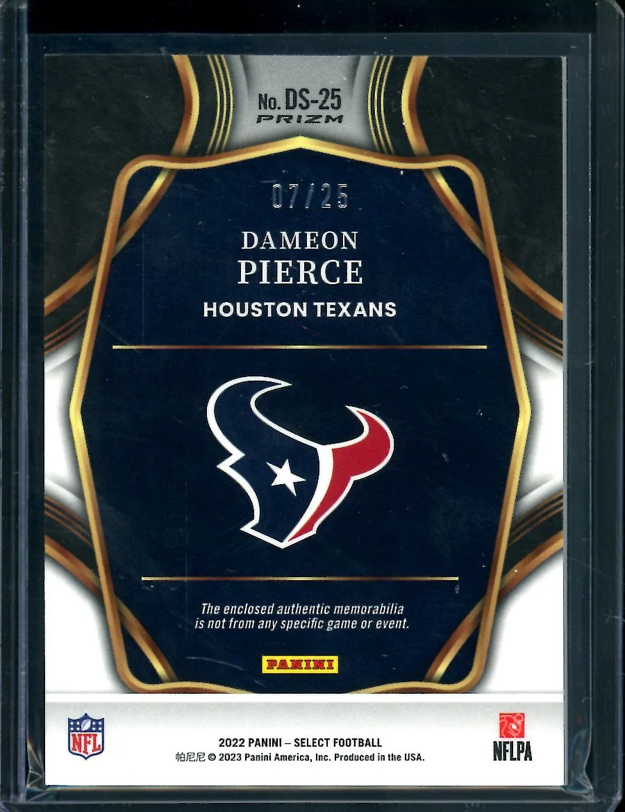2022 Panini Select Dameon Pierce Rookie Draft Selections Tie-Dye Patch /25 Texans - Image 2