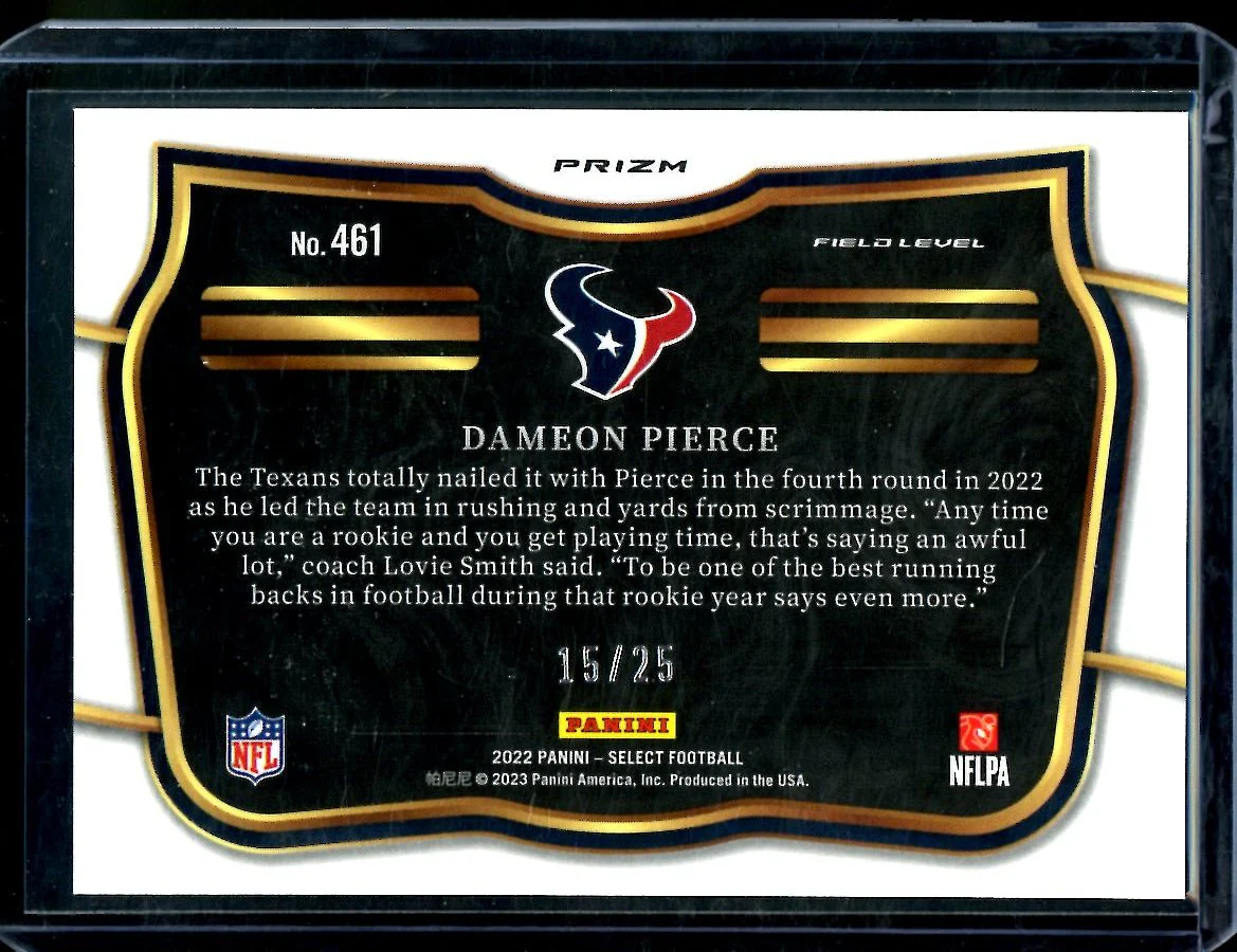 2022 Panini Select Dameon Pierce Rookie Field Level Tye-Die /25 Texans - Image 2