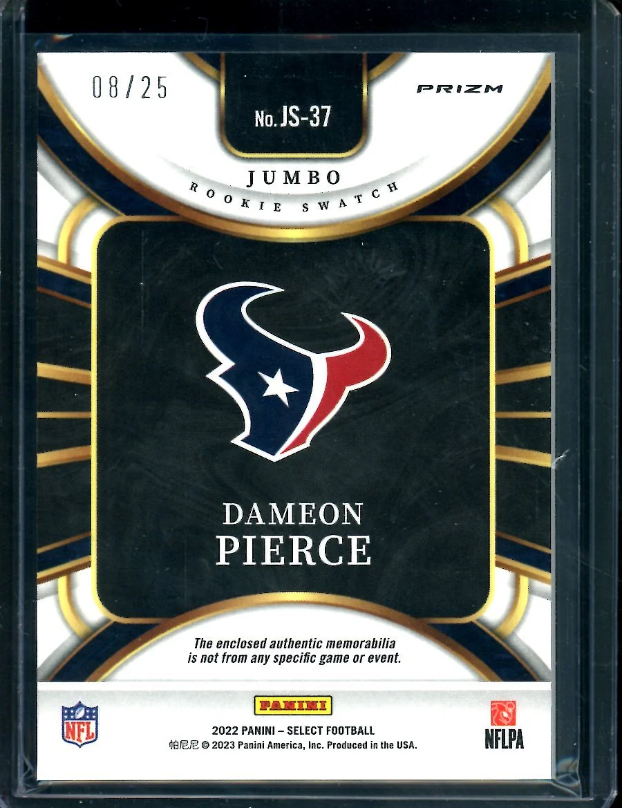 2022 Panini Select Dameon Pierce Rookie Tye-Die Patch /25 Texans - Image 2
