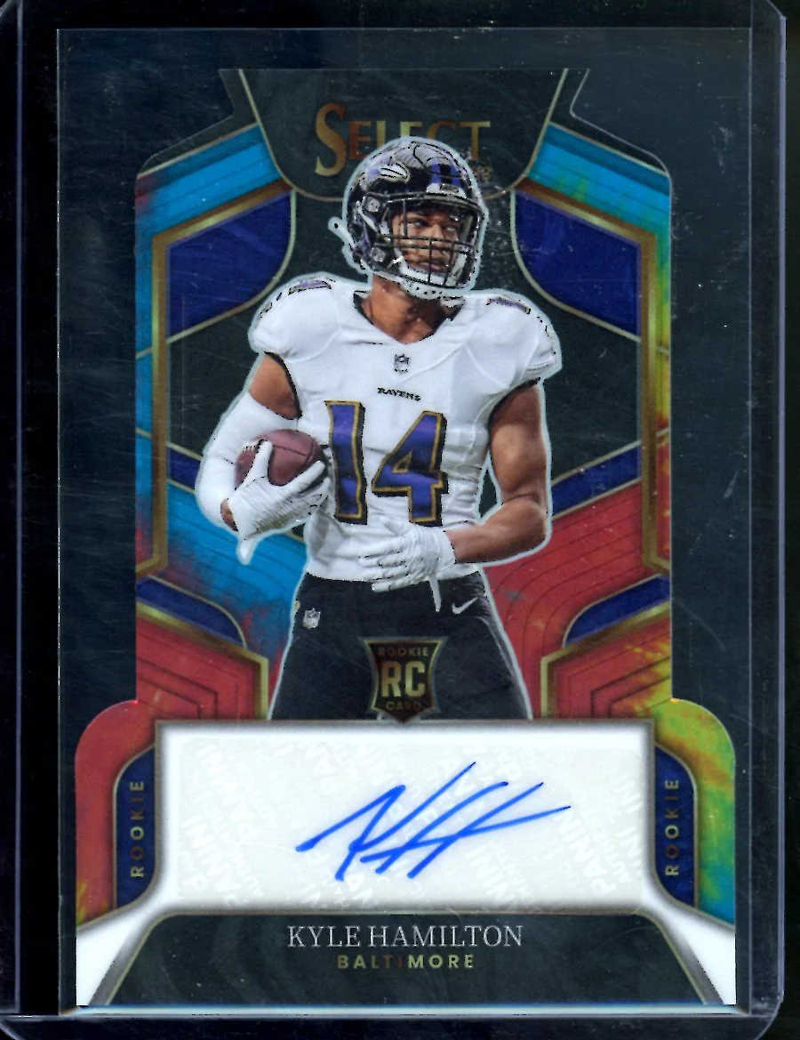 2022 Panini Select Kyle Hamilton Rookie Tie-Dye Die-Cut Auto /25 Ravens
