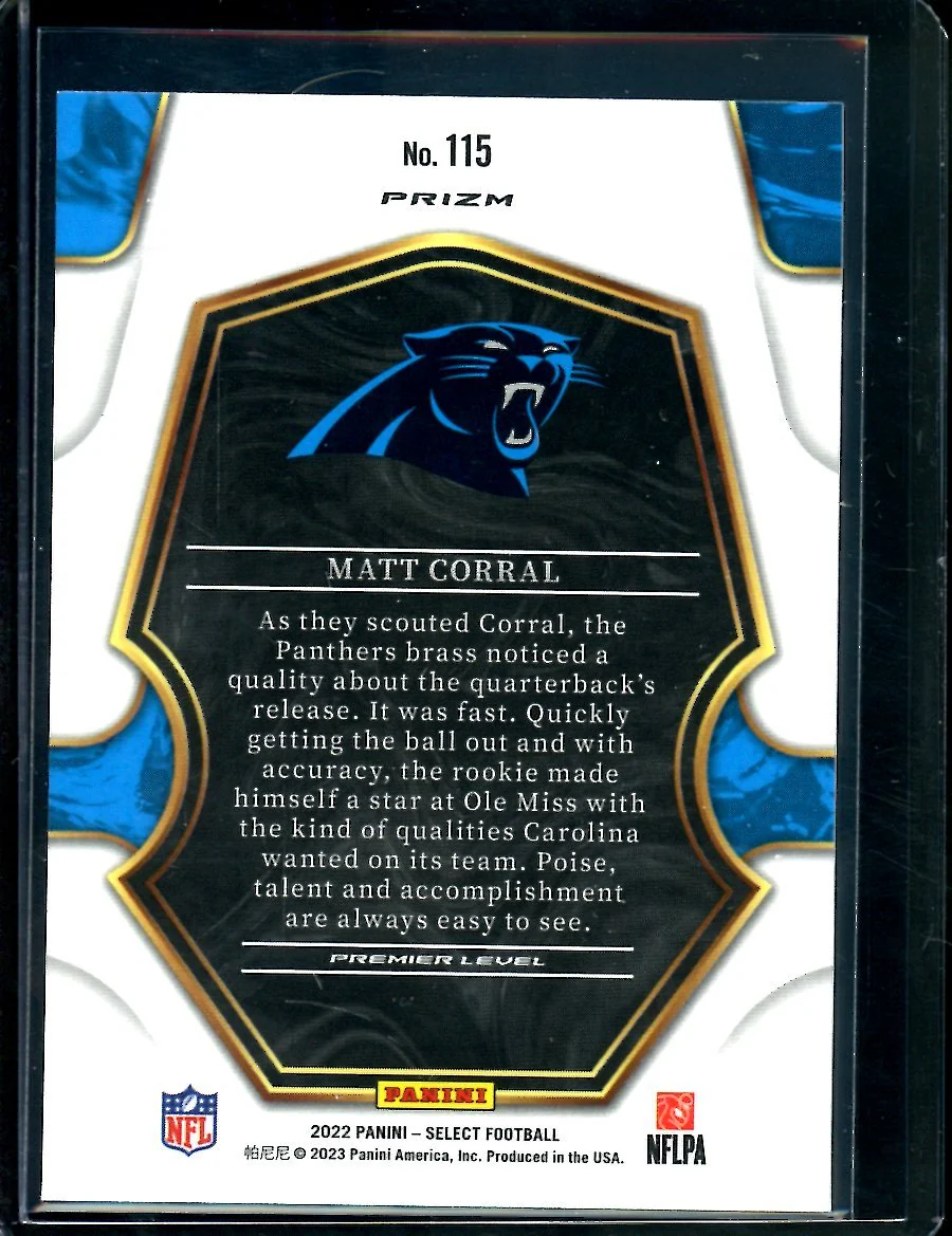 2022 Panini Select Matt Corral Rookie Premier Level Cosmic Patriots - Image 2