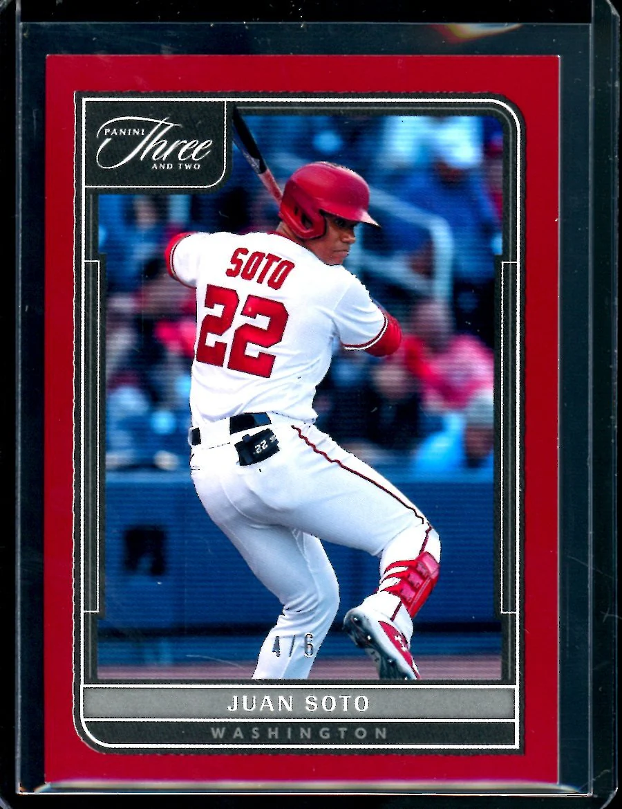 2022 Panini Three & Two Juan Soto Red /6 Nationals