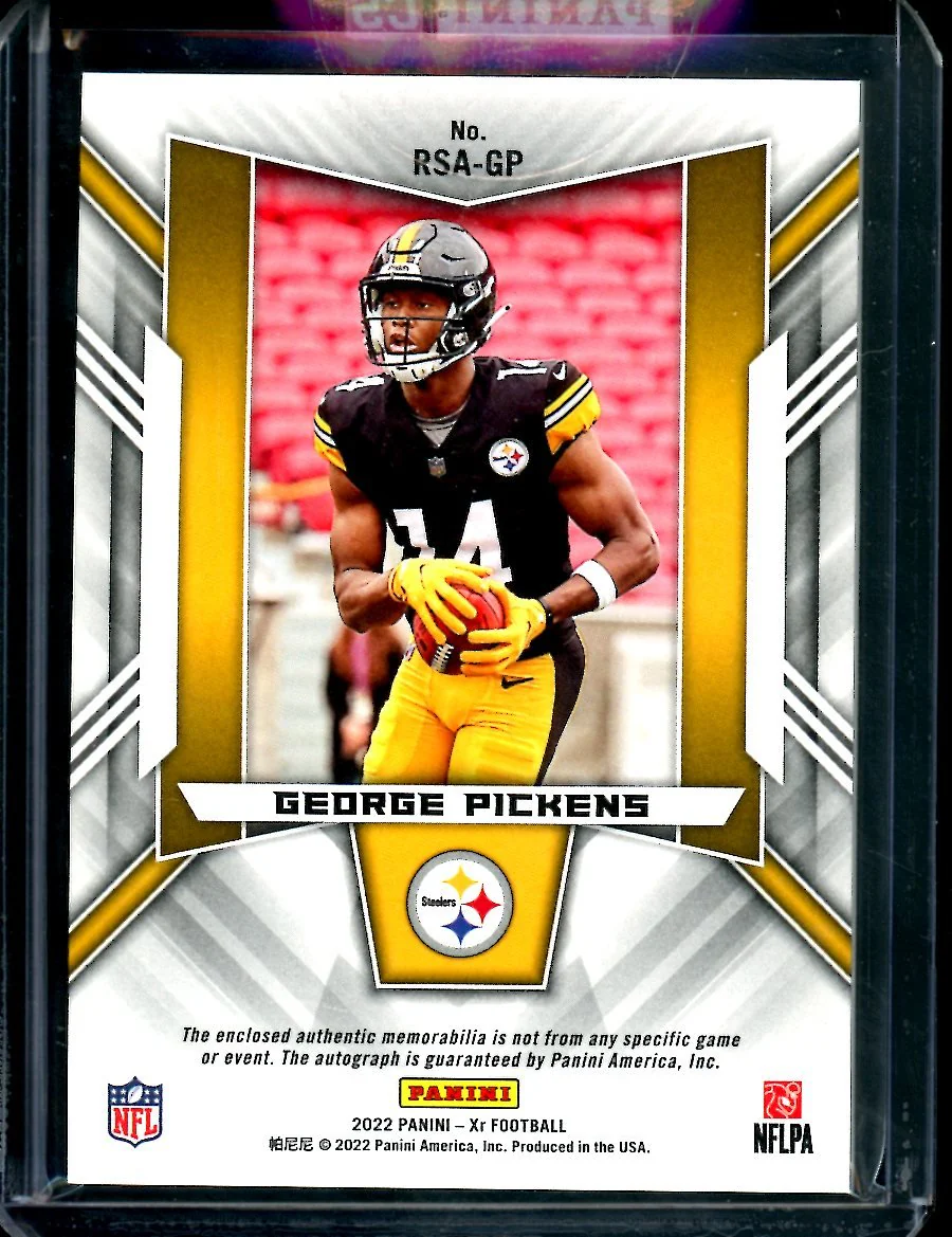 2022 Panini XR George Pickens Rookie Auto RPA Red /75 Steelers - Image 2