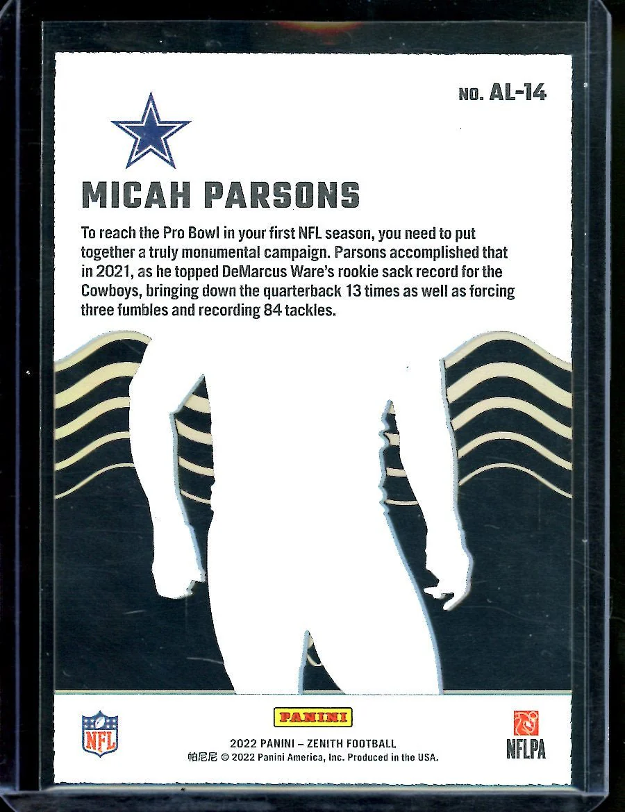 2022 Panini Zenith Micah Parsons Aloha Case Hit Cowboys - Image 2