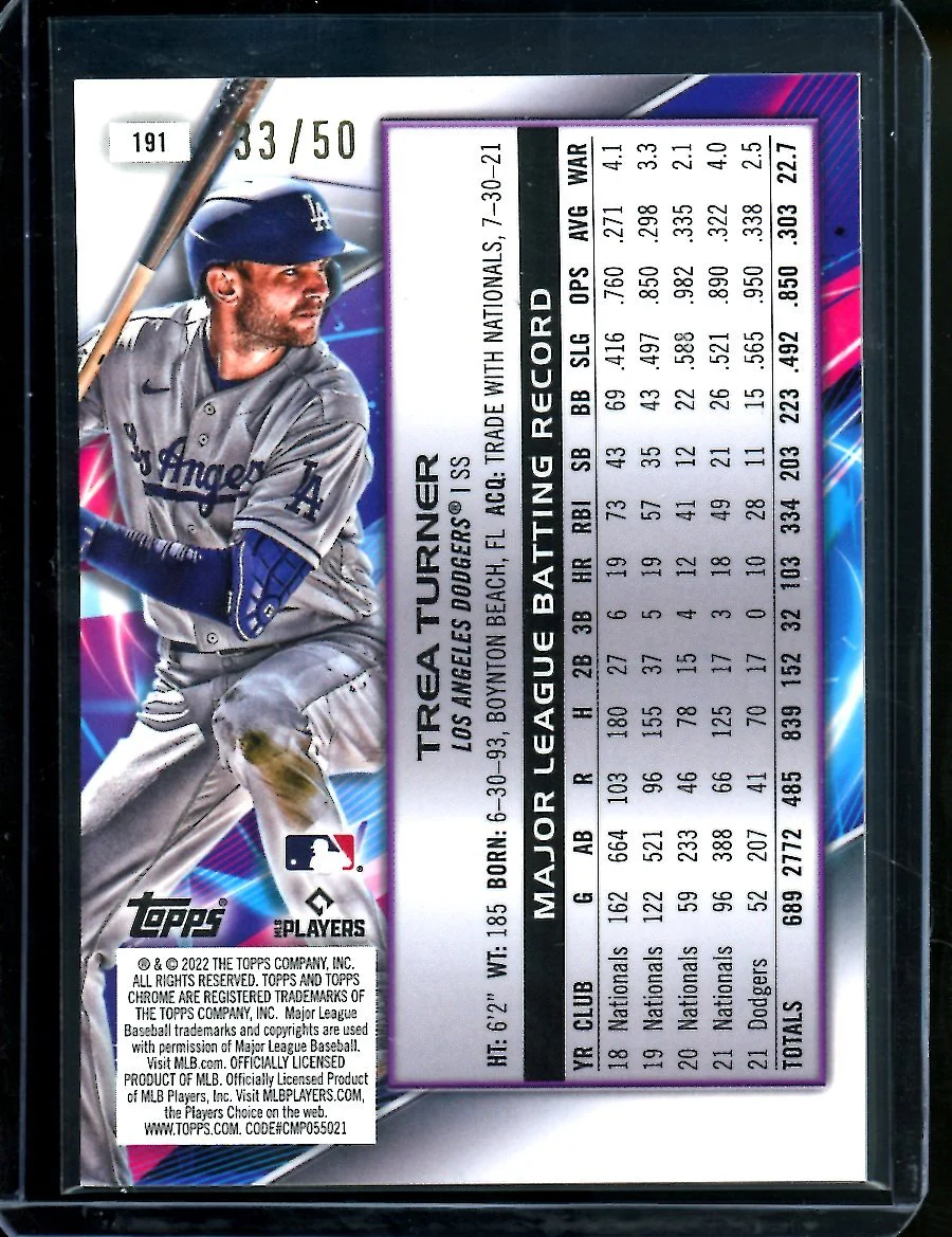 2022 Topps Chrome Cosmic Trae Turner Gold /50 Phillies - Image 2