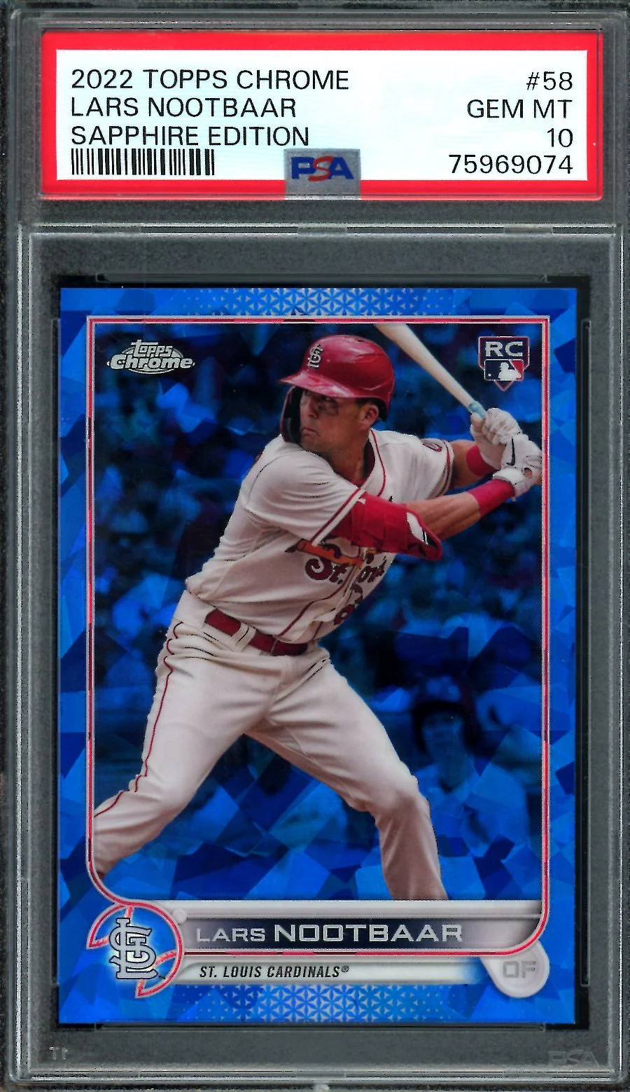 2022 Topps Chrome Sapphire Lars Nootbaar Rookie PSA 10 Cardinals