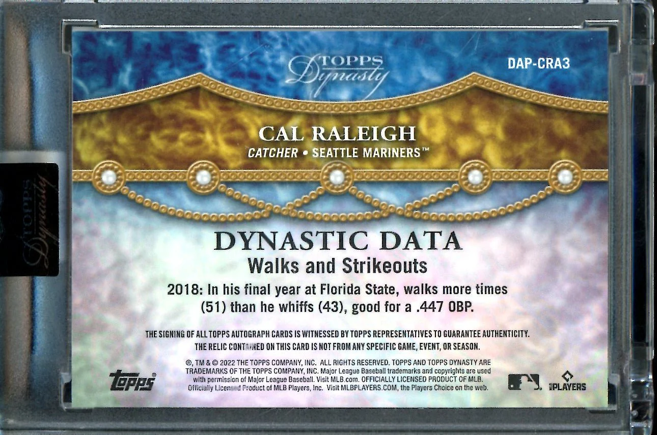 2022 Topps Dynasty Cal Raleigh Rookie RPA /10 Mariners - Image 2