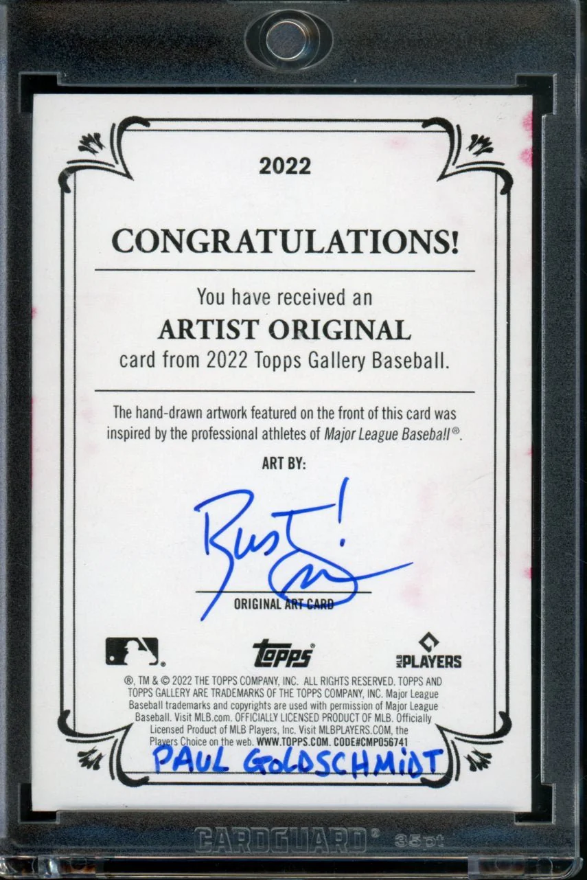 2022 Topps Gallery Paul Goldschmidt Sketch Card Artist Original Auto Cardinals - Image 2